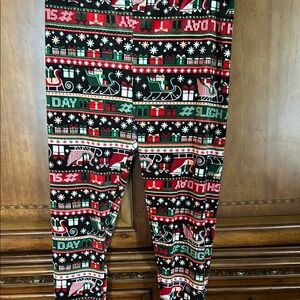 No Boundaries Festive Holiday Leggings - Black, Red, Green, White